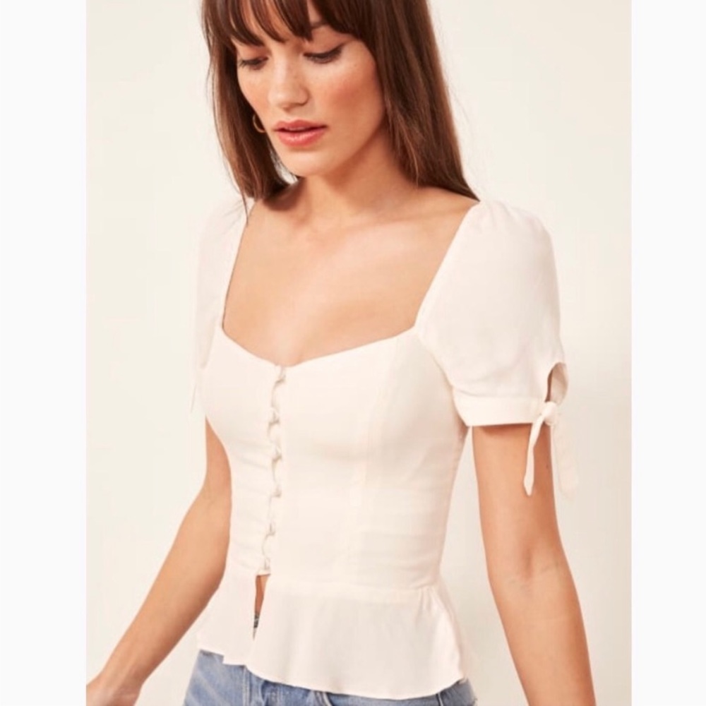 NWOT Reformation Holland Top in Ivory